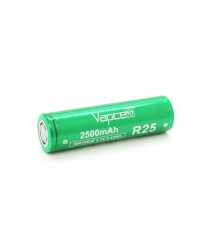 Акумулятор 18650 Li-Ion Vapcell INR18650 R25, 2500mAh, 20A, 4.2 - 3.6 - 2.5V, Green