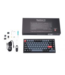 Keychron Клавиатура механическая V1 84Key, Gateron G PRO Red, USB-A, Hot-Swap, QMK, EN/UKR, RGB, Frosted Black