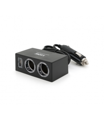 АЗУ розгалужувач Olesson 1522, 12V-2*12V+USB, Black, Blister