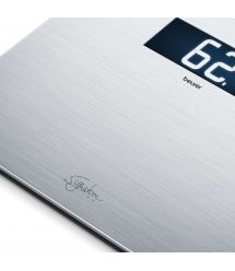 Beurer Ваги підлогові, 200кг, аnti-fingerprint, 3хААА в комплекті, скло/сталь, сірий