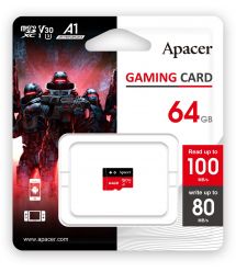 Apacer Карта памяти microSD 64GB C10 UHS-I U3 A1 R100/W80MB/s