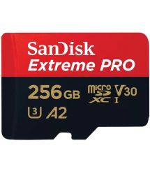 SanDisk Карта памяти microSD 256GB C10 UHS-I U3 R200/W140MB/s Extreme Pro V30 + SD