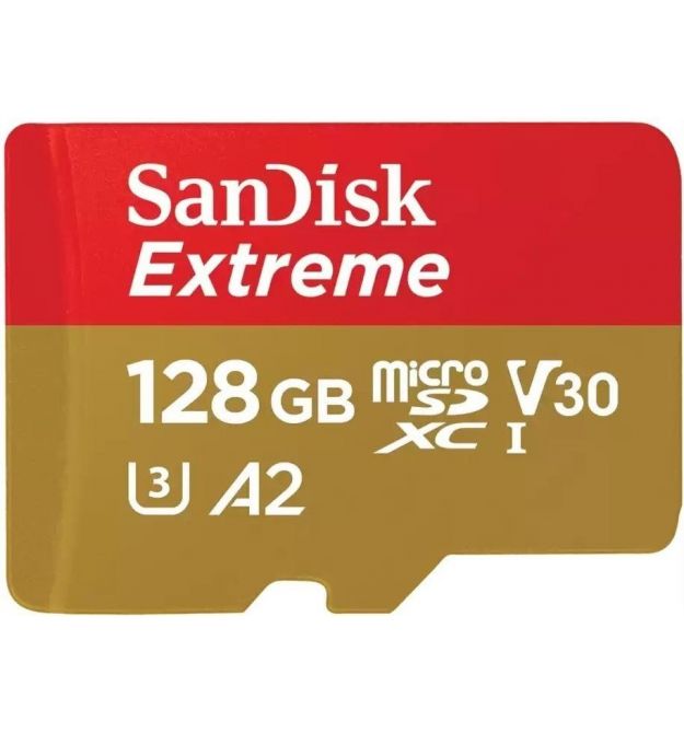 Карта пам'яті SanDisk microSD 128GB C10 UHS-I U3 R190/W90MB/s Extreme V30 + SD