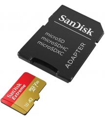 Карта памяти SanDisk microSD 128GB C10 UHS-I U3 R190/W90MB/s Extreme V30+SD