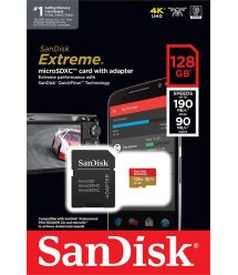 Карта памяти SanDisk microSD 128GB C10 UHS-I U3 R190/W90MB/s Extreme V30+SD