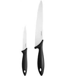 Fiskars Набор ножей для шеф-повара Essential, 2шт, нержавеющая сталь, пластик, черный