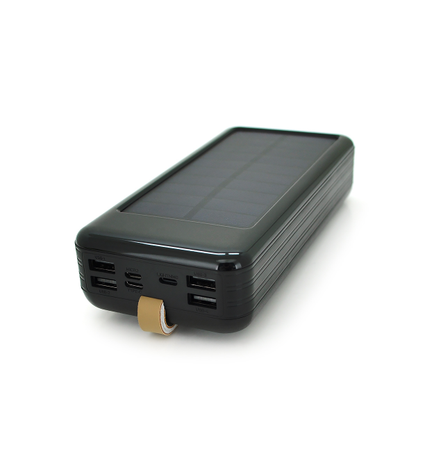 Power bank KKD-6W 60000 mAh (ККД 60%) Solar, flashlight, Input: 5V - 2.1A(MicroUSB, TypeC, Lightning), Output: 5V - 2.1A(4xUSB),