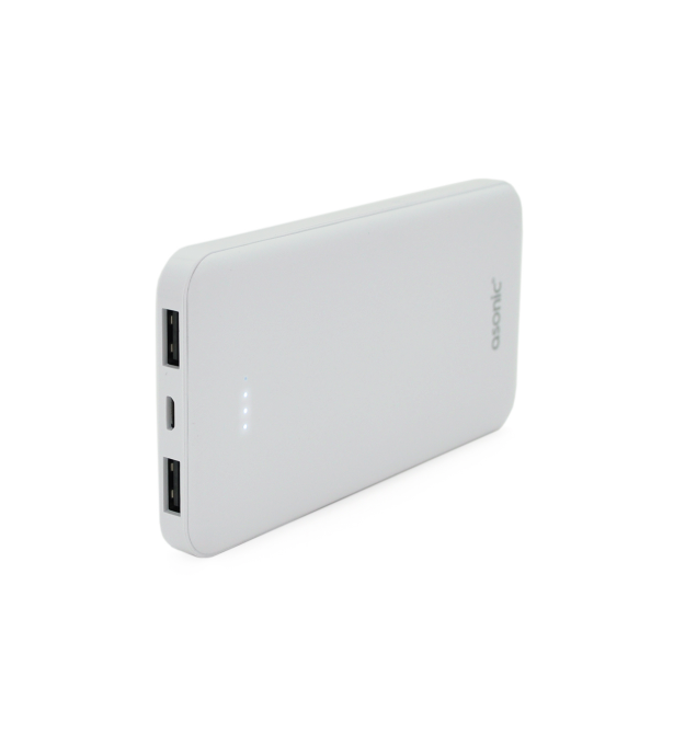 Powerbank ASONIC AS-P10 10000mAh, Output 2USB, White, (215g), Blister