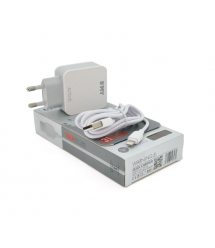 Набір 2 в 1 СЗУ With Iphone Usb Cable 110-240V MY-A303, 3 x USB, 5V - 15W, Output: 5V - 3.1A, White, Blister- box, Q25