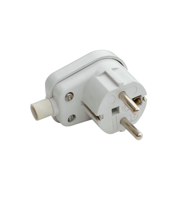 Вилка із заземленням кутова SQ-SN-03, 16A 250V, White