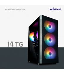 Zalman Корпус I4 TG, без БП, 2xUSB3.0, 1xUSB2.0, 4x140мм RGB, VGA 320мм, LCS ready, TG Side Panel, ATX, чёрный