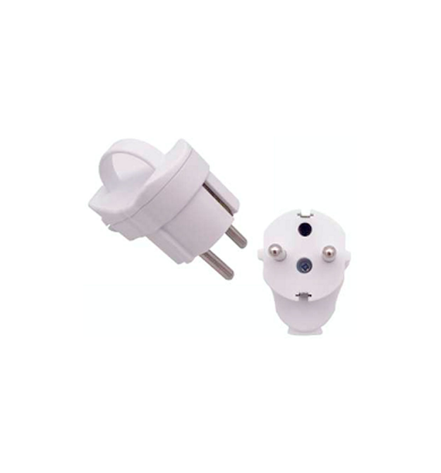 Вилка із заземленням кутова з кільцем, розбірна SQ-GP-003, 16А 220V, White