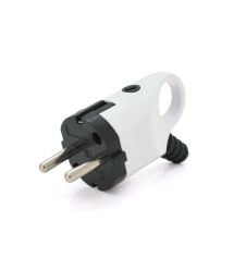 Вилка ЄврEuro plug with earthing, angled with ring, dismountable, 16A 220V, white, Q30о із заземленням кутова з кільцем, розбірн