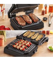 Tefal Гриль прижимной OptiGrill 2в1 Black, 2100Вт, темп. режимов-4, съёмные пластины, металл, черный