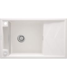 Мийка кухонна Deante Magnetic, граніт, прямокутна, з крилом, 820х500х219мм, чаша - 1, накладна, алебастр