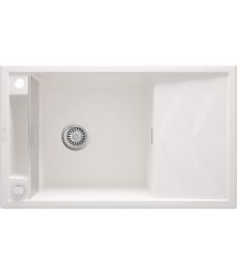 Мойка кухонная Deante Magnetic, гранит, прямоугольная, с крылом, 820х500х219мм, чаша - 1, накладная, алебастр