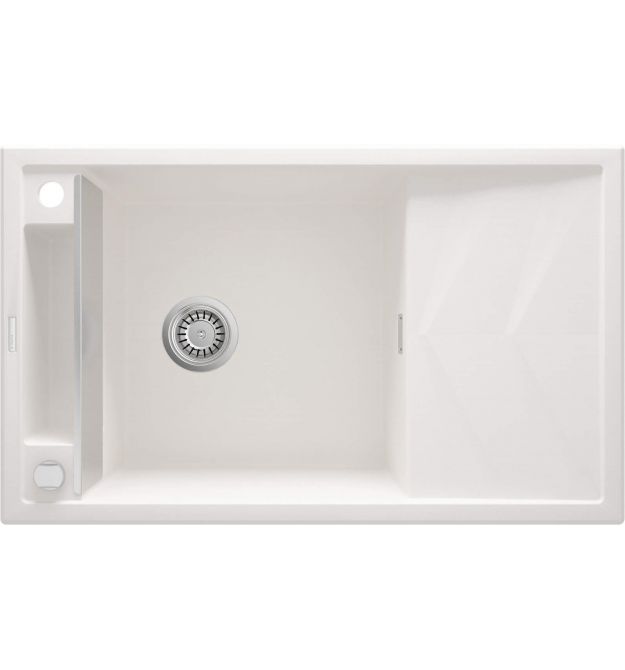 Мойка кухонная Deante Magnetic, гранит, прямоугольная, с крылом, 820х500х219мм, чаша - 1, накладная, алебастр