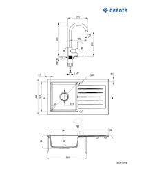 Deante Набор для кухни Zorba, гранитная мойка ZQZ_2113 + смес. BEN_262M, графит-хром