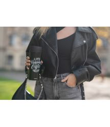 Термокухоль ARDESTO Coffee Time 450 мл, нержавіюча сталь, чорний