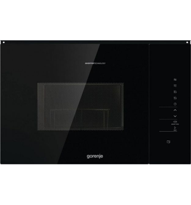 Микроволновая печь Gorenje встраиваемая, 25л, электр. управл., 900Вт, гриль, дисплей, инвертор, черный