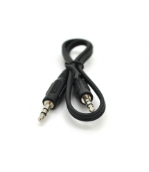 Кабель AUX Audio DC3.5 тато-тато 0,4м, GOLD Stereo Jack, (круглий) Black cable, Пакет Q500