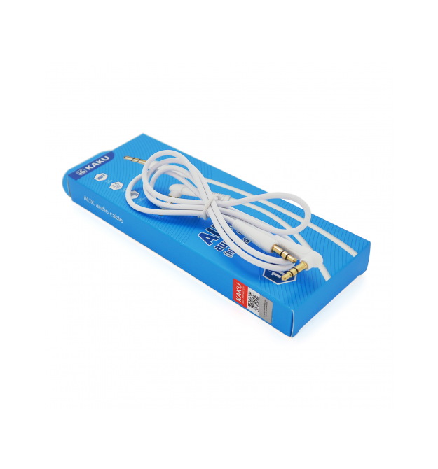 Кабель iKAKU KSC-521 MEILE AUX Audio DC3.5 папа-папа 1.0м, GOLD Stereo Jack, (круглый) White cable, Box