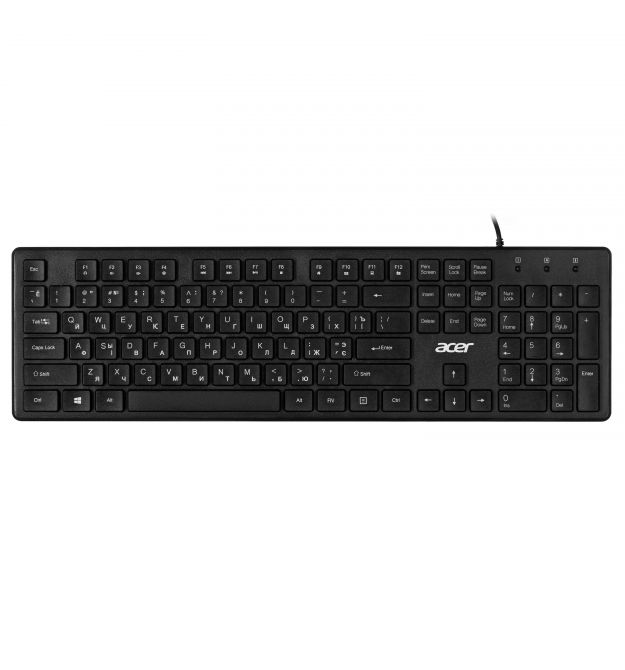 Acer Клавиатура OKW020, 104key ,USB-A, EN/UKR/RU, чёрный
