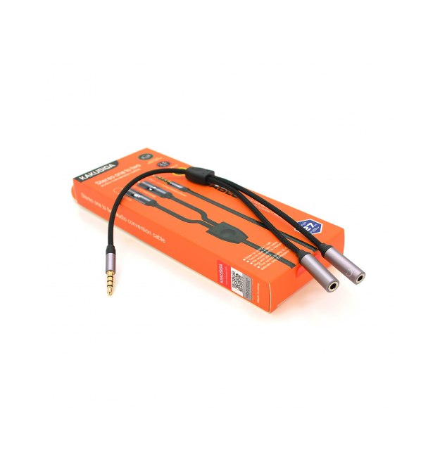 Розгалужувач аудіо iKAKU KSC-570 HUIYIN для навушників і мікрофону, Jack 3.5 (тато) 4 pin - 2 * Jack 3.5 (мама) 3 pin, круглий,