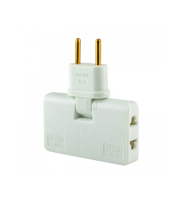 Трійник + перехідник 3 in 1, UK - US-EU, 220В, 10А, поворотний 180 , White