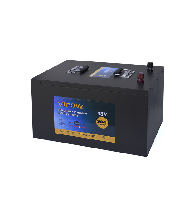 Акумуляторна батарея Vipow LiFePO4 51,2V 200Ah з вбудованою ВМS платою 100A (520*400*300)
