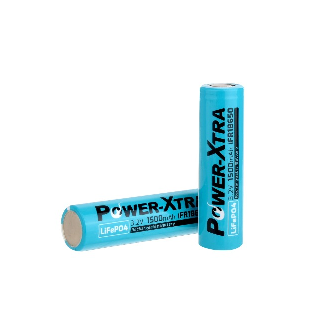 Літій-залізо-фосфатний акумулятор LiFePO4 Power-Xtra IFR18650 1500mah 3.2V, BLUE