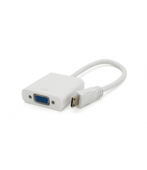 Конвертер mini HDMI (тато) на VGA(мама) 30cm, White, 4K - 2K, Пакет