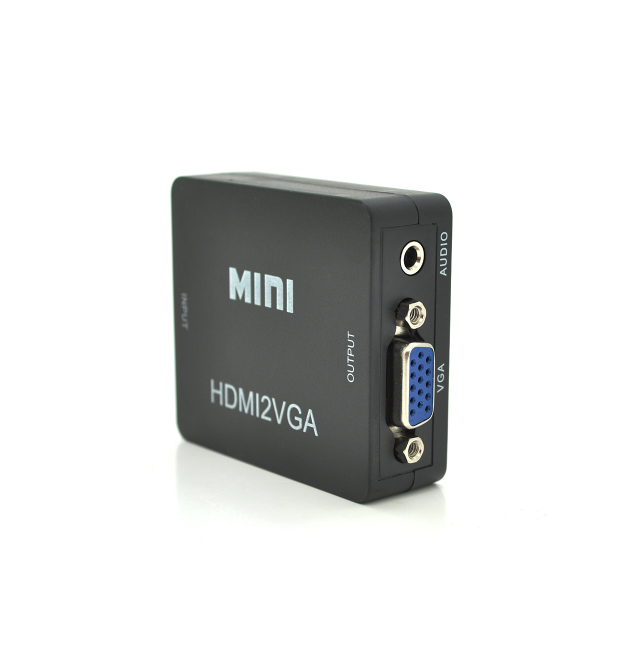 Конвертер Mini, HDMI to VGA, ВХОД HDMI(мама) на ВЫХОД VGA(мама), 720P - 1080P, Black, BOX