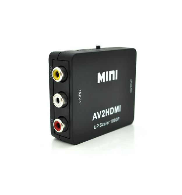 Конвертер Mini, AV to HDMI, ВХІД 3RCA(мама) на ВИХІД HDMI(мама), 720P - 1080P, Black, BOX