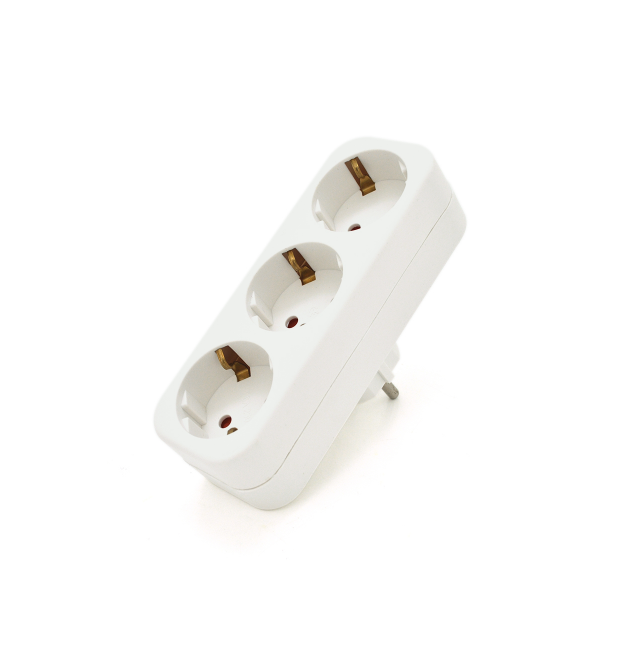 Розетка трійник із заземленням A303, White, 2Р+PE, 16А