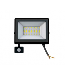 Прожектор LED з датчиком руху Ritar ZB-PGGY-30W, 30W, SMD2835, IP65, 2400Lm, 6500K (100%), Ra70, 141*126*40mm, Black