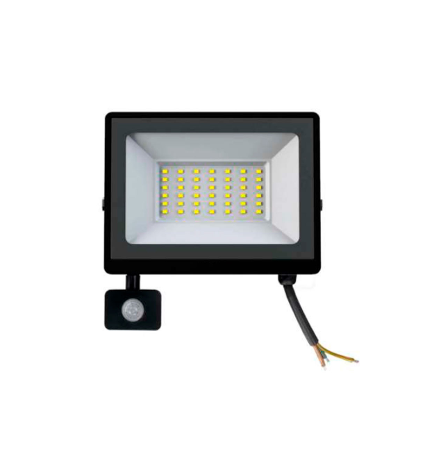 Прожектор LED з датчиком руху Ritar ZB-PGGY-30W, 30W, SMD2835, IP65, 2400Lm, 6500K (100%), Ra70, 141*126*40mm, Black