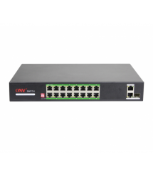16ти порт PoE комутатор з автоперезапуском ONV-H1016PLD 16 РоЕ 100Мбіт + 2 Uplink 1000Мбіт + 1 SFP 1000Мбіт, до 250м, IEEE802.3a