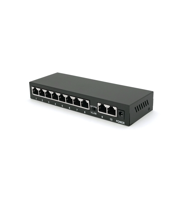 POE комутатор Merlion 8 POE 10 - 100 + 2 RJ45 10 - 100 зовнішній блок живлення 52V 1,85A