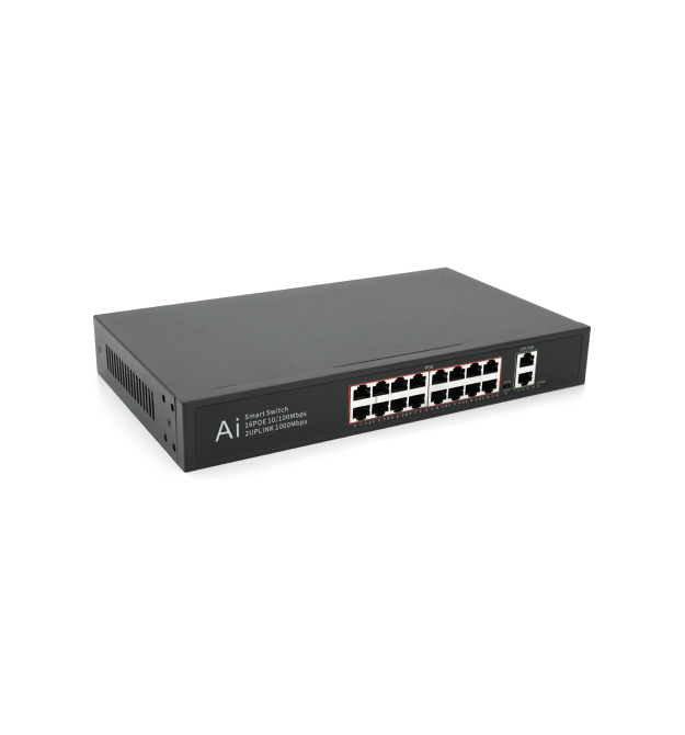 POE комутатор Merlion 16 POE 10 - 100 + 2 RJ45 10 - 100 - 1000+ вбудований блок живлення 52V 3.85A