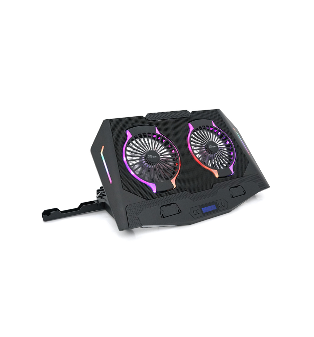 Підставка для ноутбука IceCoorel N10, 10-18, 2*125mm 140010% RPM, корпус пластик+алюміній, 2xUSB 2.0+LCD display+підставка для м