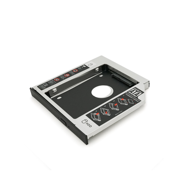 Адаптер підключення HDD 2.5'' 12.7 mm у відсік приводу ноутбука SATA/mSATA (HDC-25), корпус aluminum, Blister, Q100