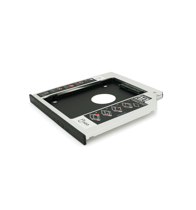 Адаптер підключення HDD 2.5'' 9.5 mm у відсік приводу ноутбука SATA/mSATA (HDC-25), корпус aluminum, Blister, Q100