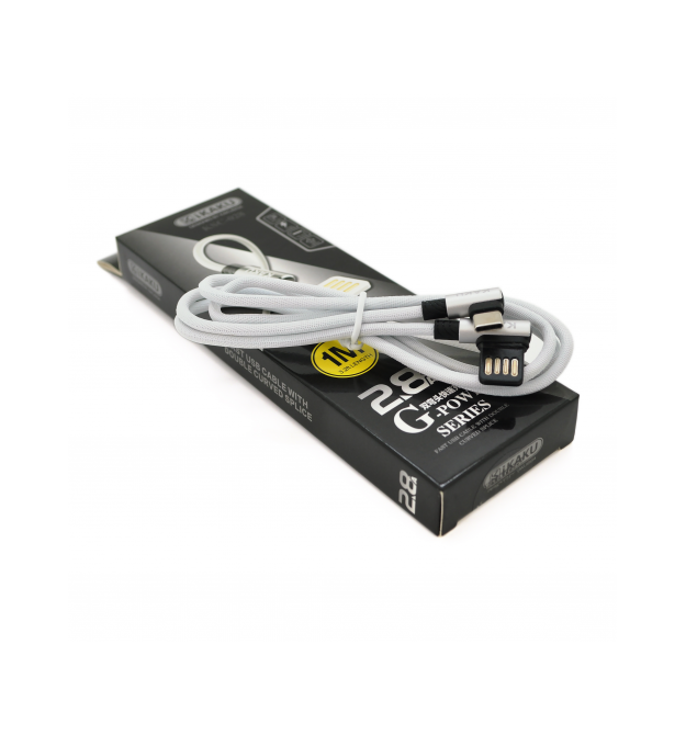 Кабель iKAKU KSC-028 JINDIAN charging data cable forType-C, Silver, довжина 1м, 2.4A, BOX