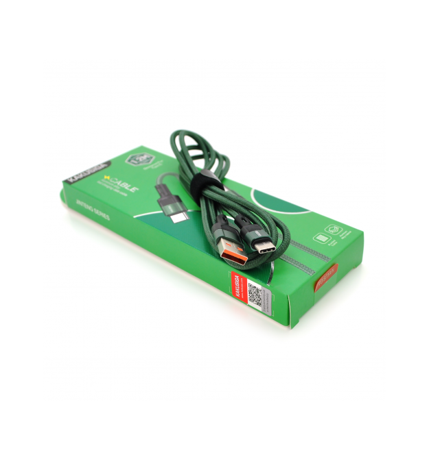 Кабель iKAKU KSC-458 JINTENG aluminum alloy fast charging data cable for Type-C, Green, довжина 1.2м, BOX