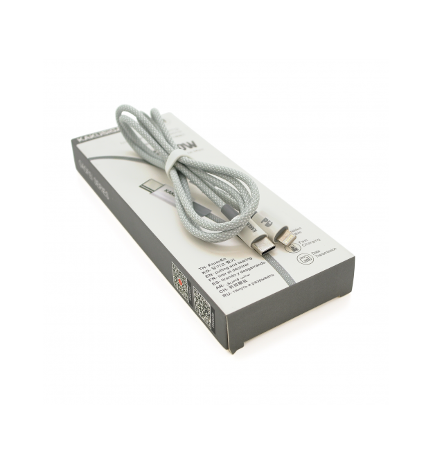 Кабель iKAKU KSC-723 GAOFEI PD60W smart fast charging cable (Type-C to Lightning), Silver, довжина 1м, BOX