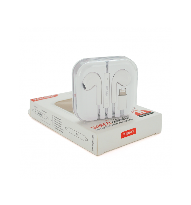 Універсальні навушники-вкладиші iKAKU KSC-697 HAOYUN з мікрофоном (Lightning), White, Bох