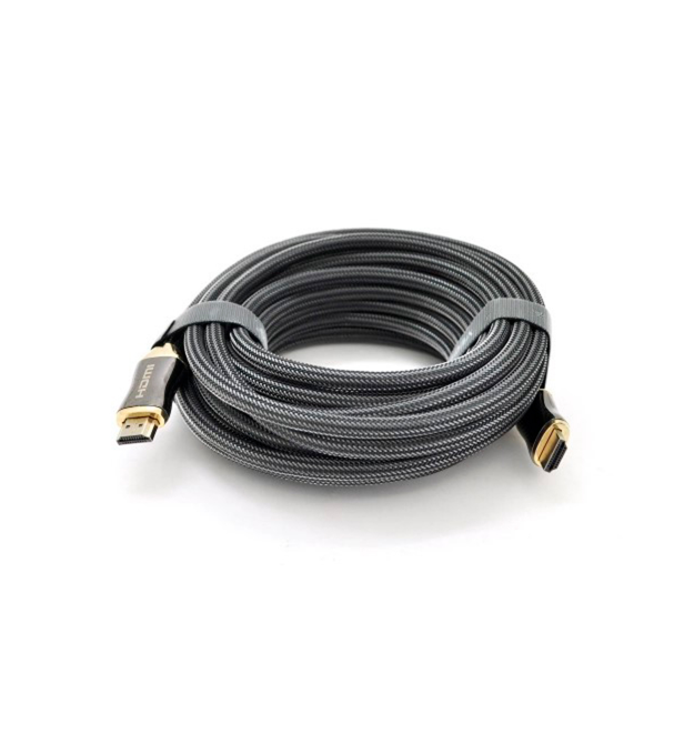 Кабель VEGGIEG HX-10 HDMI-HDMI 2K * 4K, 10.0m, v2,0, OD-8.0mm, круглий, обплетення, Black, коннектор Black-Gold, Box