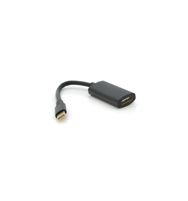 Конвертер Type-C (тато) - HDMI (мама), 15cm, круглий, Black-gray