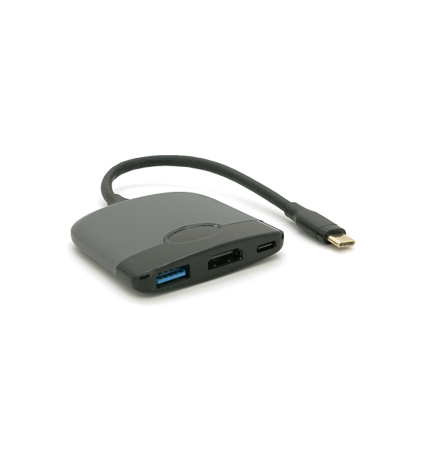 Хаб Type-C(тато) пластиковий, HDMI(мама)+USB3.0(мама)+PD(мама), 23cm, Black